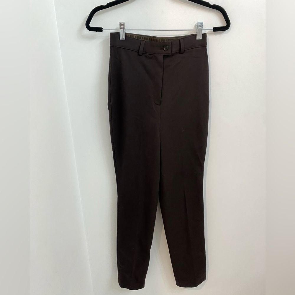 Prada Chocolate Brown Stretch Wool Straight Trousers Pants Sz. IT 40/US 6